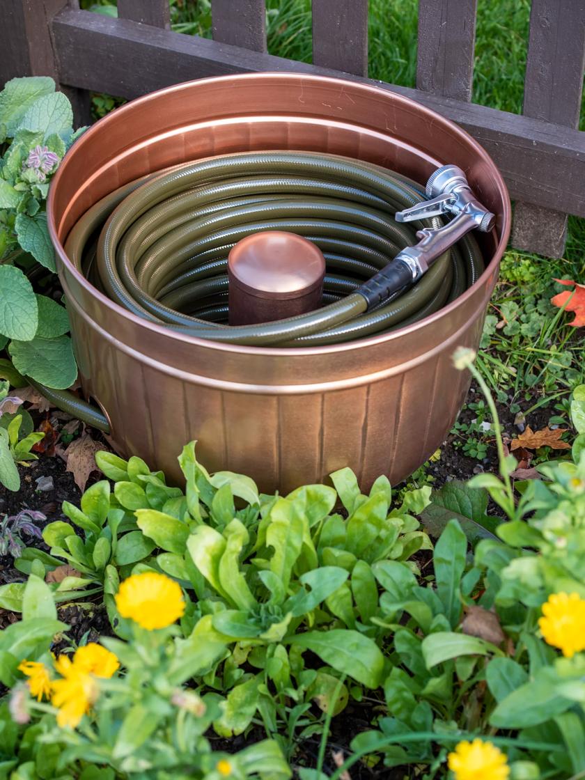 Classic Copper Garden Hose Pot