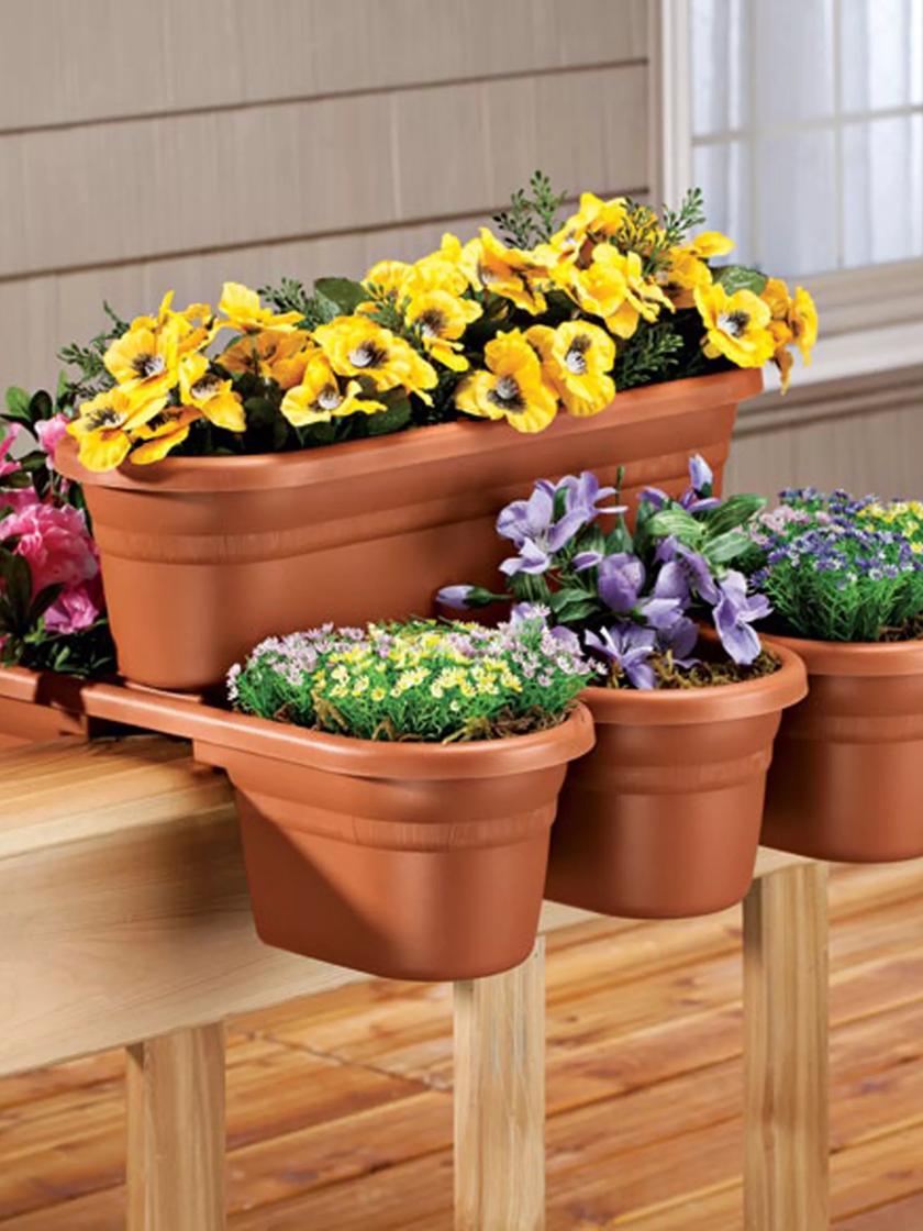 Bloem Milano 4-Piece Rail Planter Set
