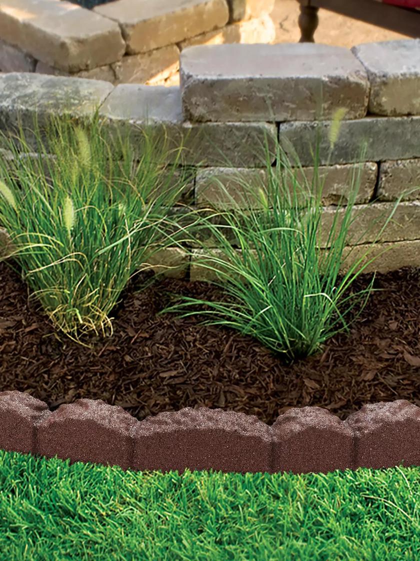 Lasting Beauty® 4' Brown Rubber Cobblestone Landscape Edging