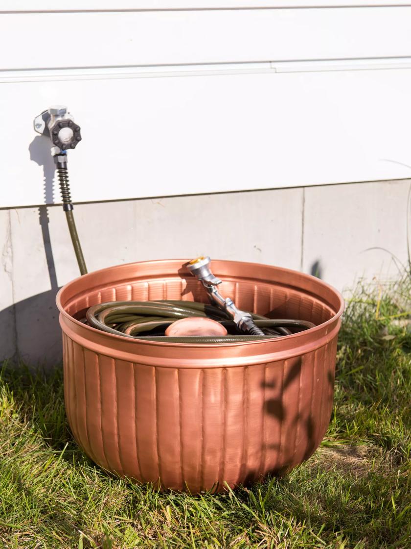 Birdrock Home Decorative Water Hose Pot - Copper - Drainage Hole - Group