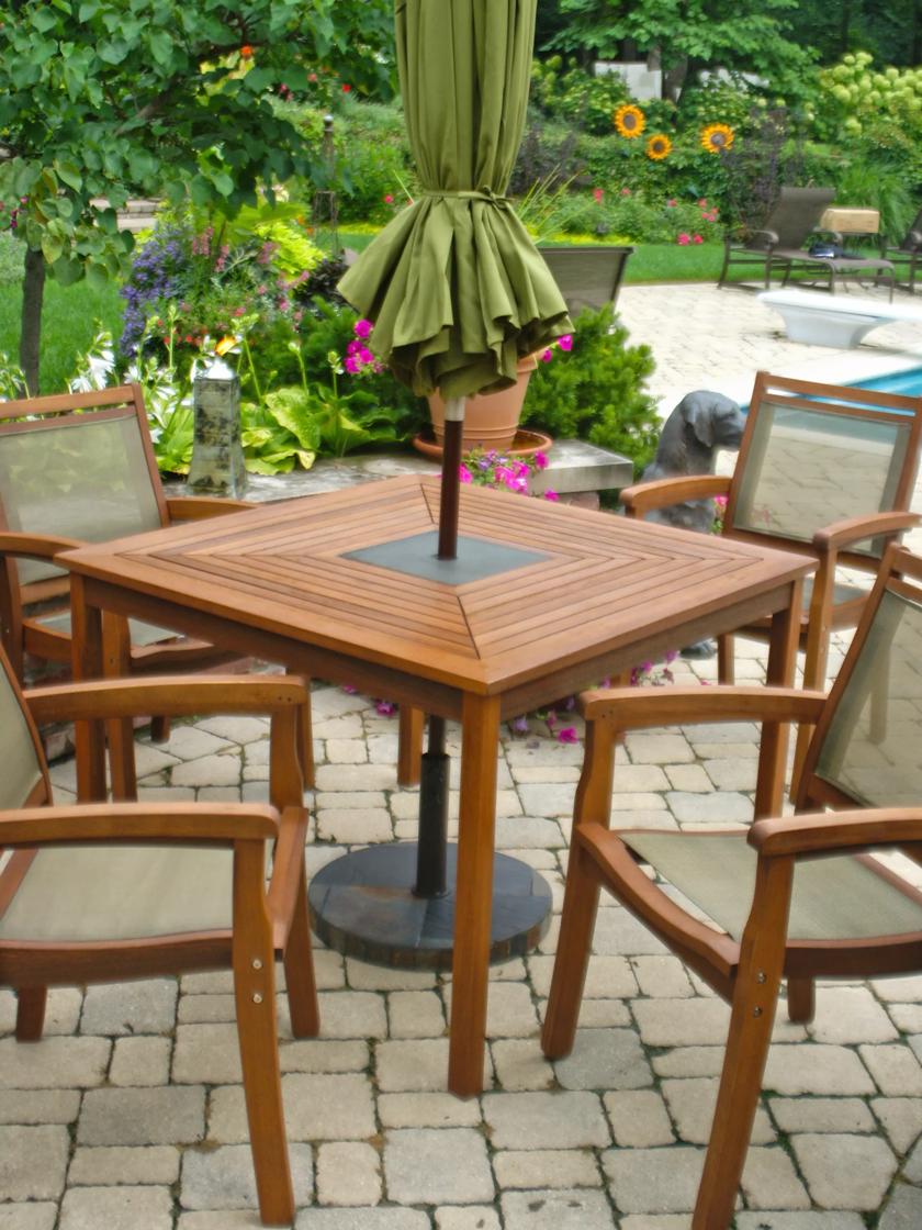 Square patio table with 2024 4 chairs