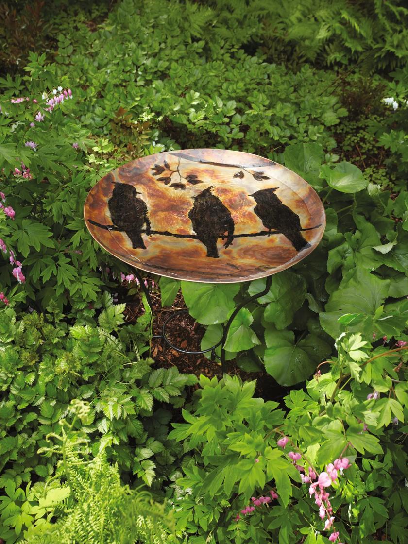 Metal Bird Bath: Cedar Waxwing Bird Bath | Gardeners.com