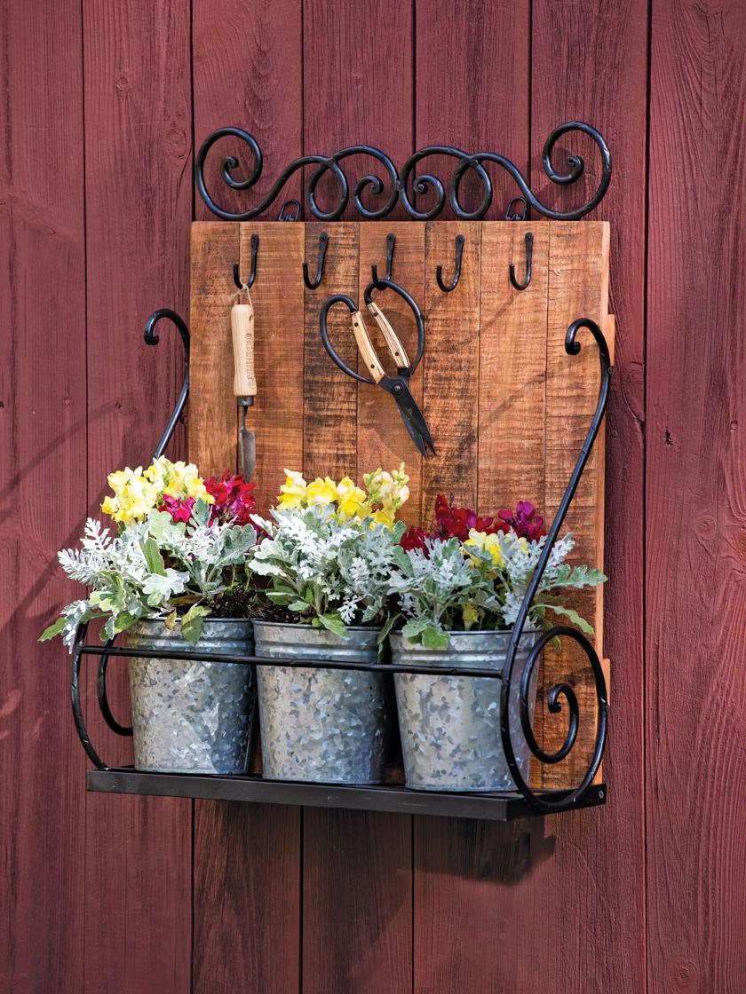 Rustic Bird Feeder With Metal Rack Hook: Vintage Garden Decor For