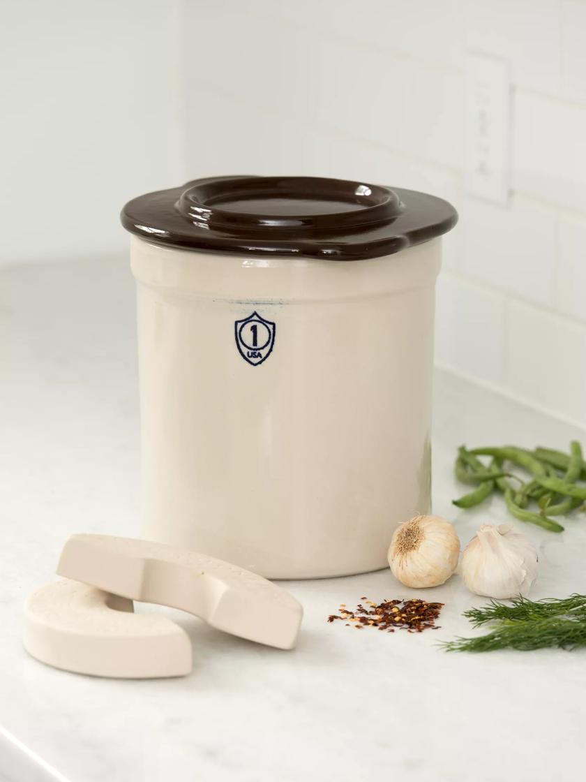 Roots & Harvest 1 gal. Homestead Stoneware Crock with Lid