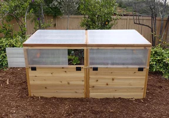 8 ft. W x 8 ft. D Cedar Garden in A Box with Greenhouse Covering Outdoor Living Today