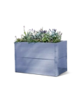 Light blue Putnam Metal Raised Bed 24" x 45" (30" D) planted up stock image