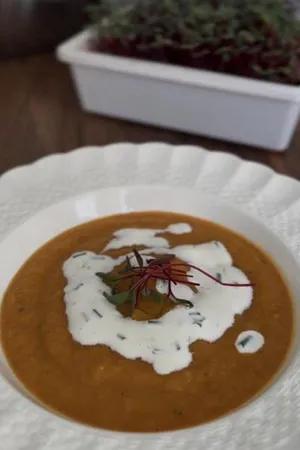 Butternut Squash Soup in white bowl